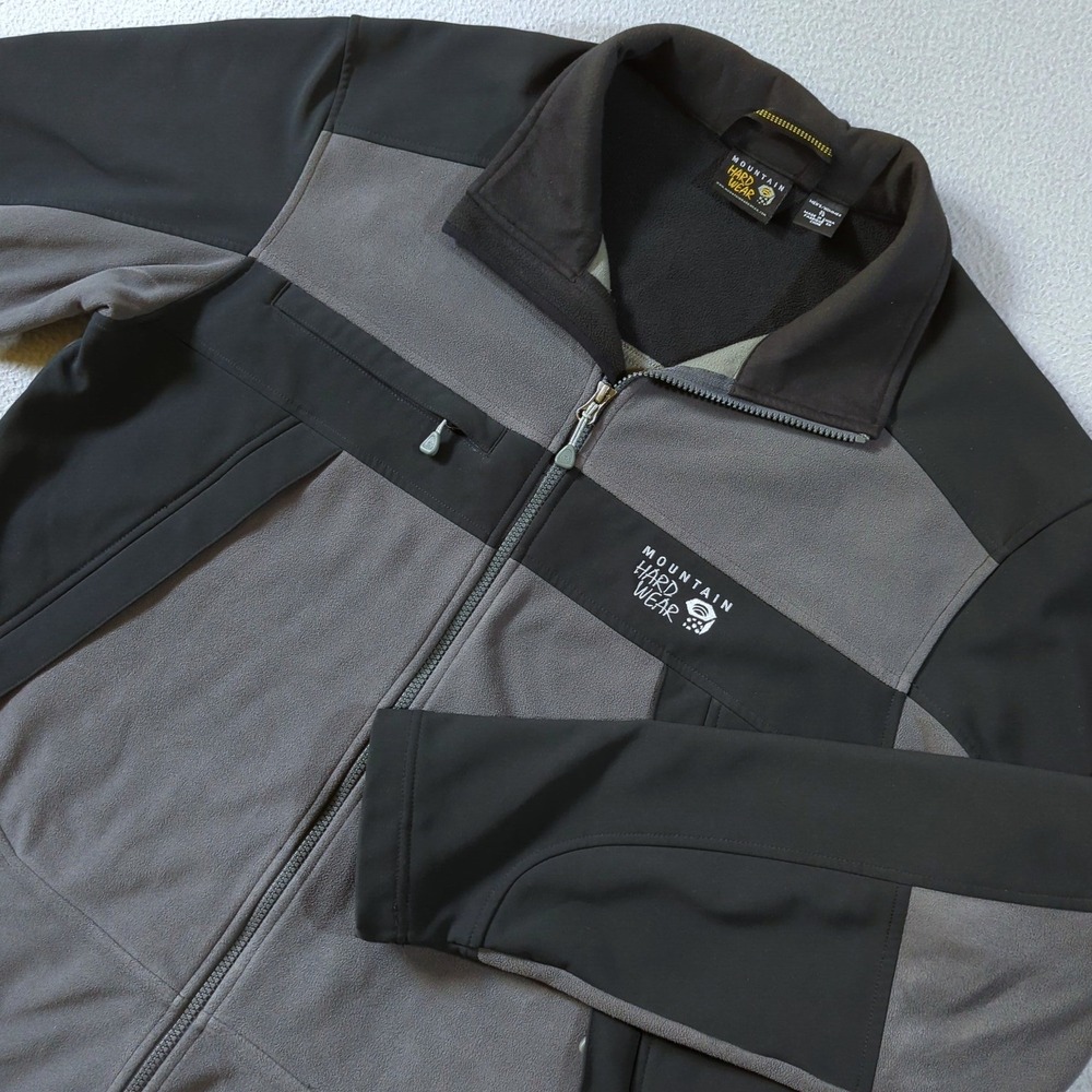 Mountain Hardwear Mountain Tech Jacket Mens XL Gray Fleece Black Softshell